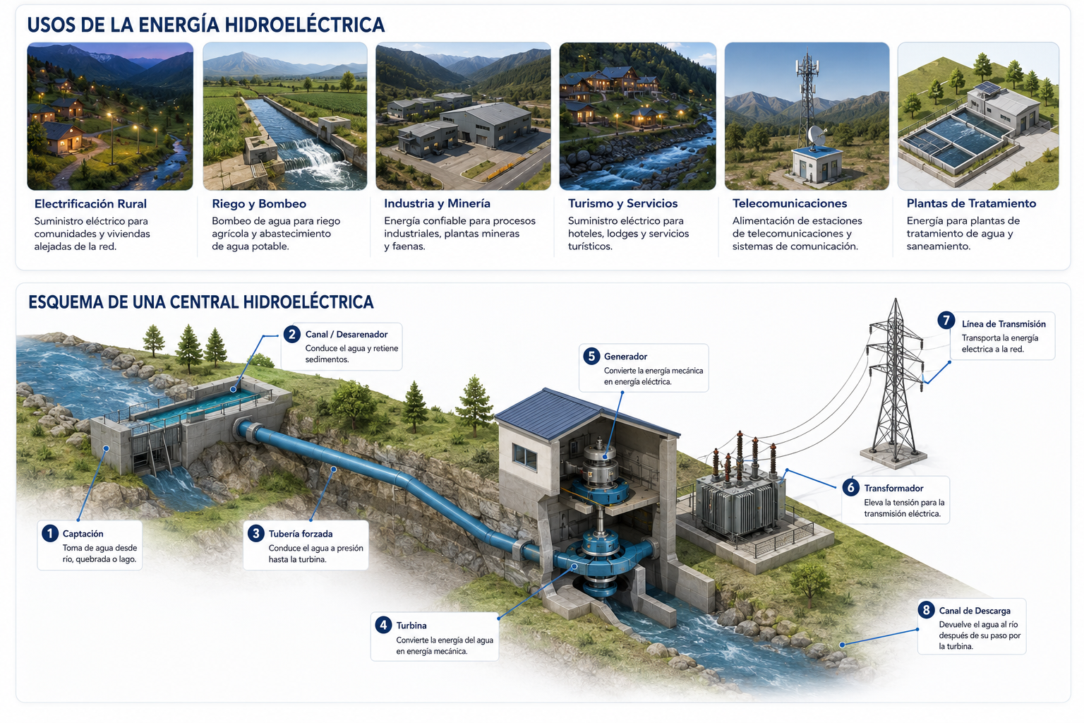 Esquema típico planta hidroeléctrica