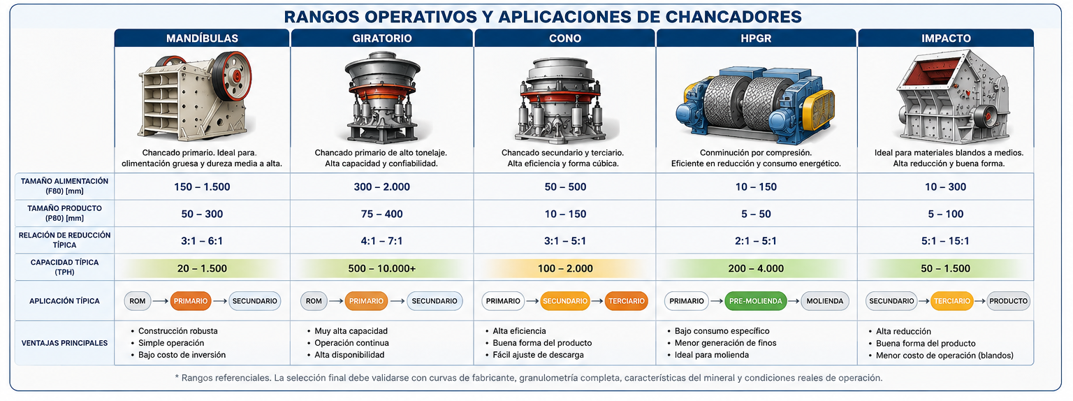 Rangos operativos chancadores minería